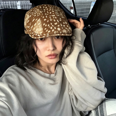 玛诗杜豹纹小鹿显脸小贝雷帽女
