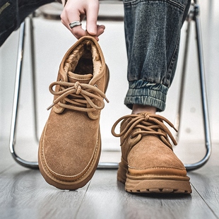 47保暖48棉鞋 46特大码 东北加绒加厚45男士 皮毛一体雪地靴男冬季