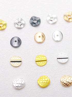 14K包金保色多款圆形隔珠手工diy手链项链配珠材料白金色散珠隔片