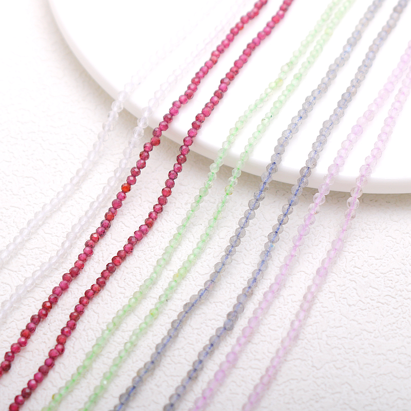 天然石2mm直孔切割面diy耳饰材料