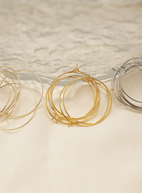 14K包真金保色圆形耳环O形耳圈手工diy耳饰配件串珠耳挂饰品材料