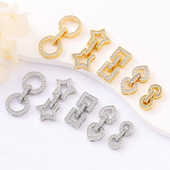14K包金镶锆石几何爱心五角星珍珠扣diy手链链接收尾饰品扣头配饰