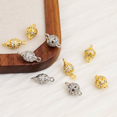 高保镶锆石圆形双吊手工diy耳饰