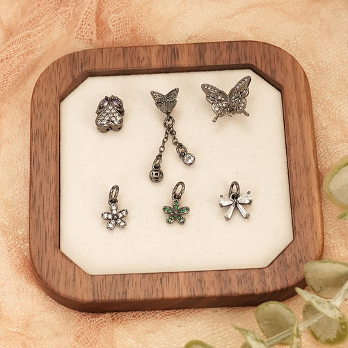 枪黑色铜镀锆石首饰挂件