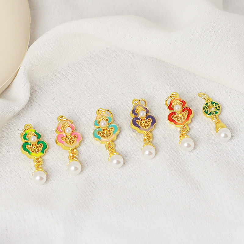 铜镀保色滴油葫芦贝珠吊坠