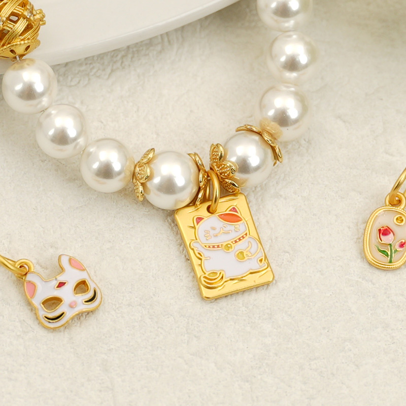 古法金保色猫脸面具猫吊牌花朵