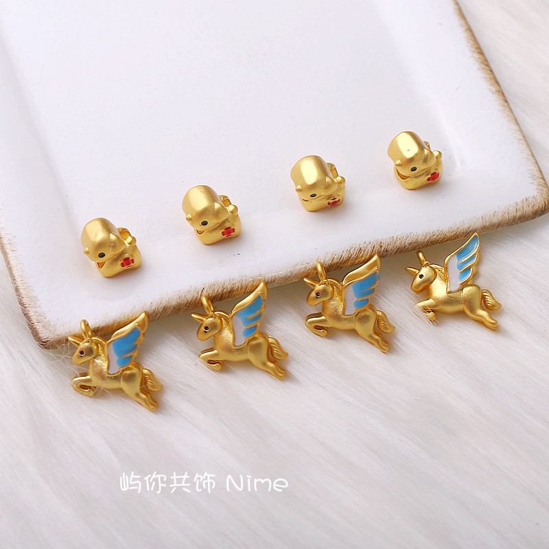 古法沙金飞马吊坠小马驹