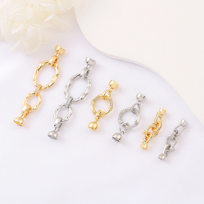 18K包金微镶双环可打开珍珠扣