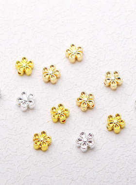 18K哑金保色桃花立体隔珠手工diy红绳手串手链银色串珠转运珠材料