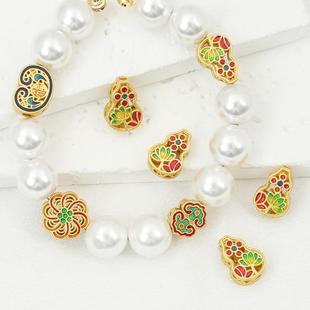 宝隔珠饰品串珠手链diy饰品手工散珠配件 18K哑金保色滴油葫芦元
