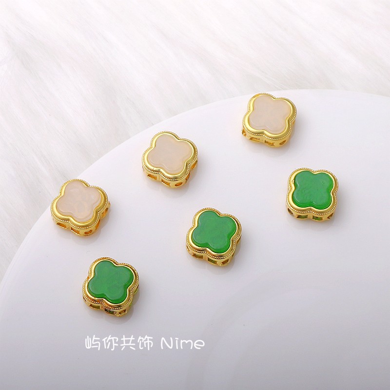 18K包金保色绿锆石镂空四叶草