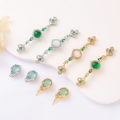 14k铜镀保色全钻微镶宫廷风珍珠插扣元 宝扣diy珍珠项链收尾链接扣