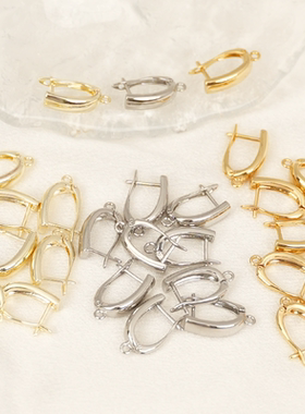 14K包金保色欧美风U形带吊耳环耳扣O字耳钩diy耳扣简约耳饰品配件