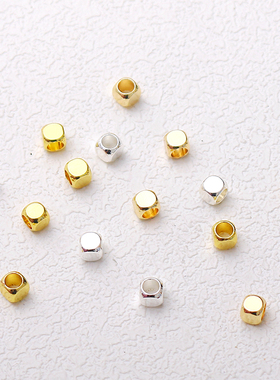 14K18K包金小方珠隔珠散珠切角方形骰子珠手工diy串饰品手链项链