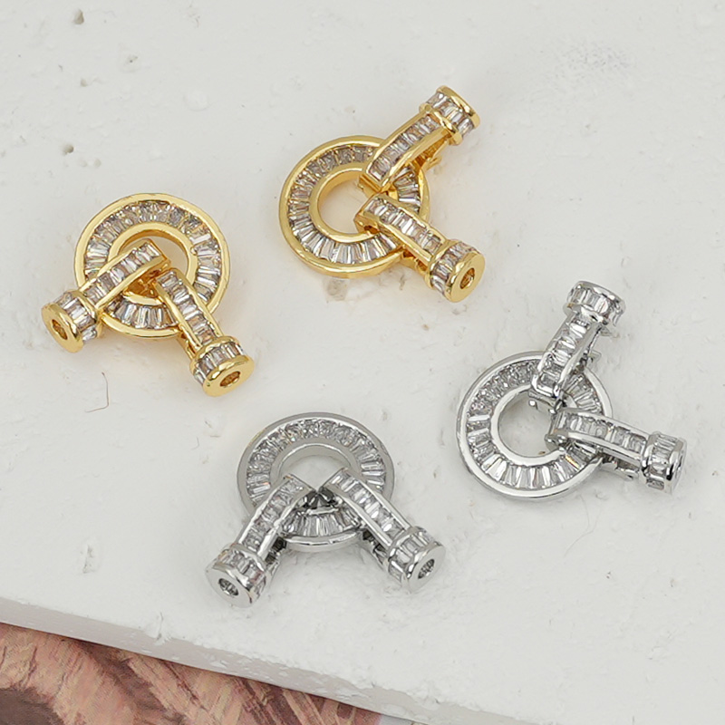 铜镀包金镶锆圆形珍珠扣屿你共饰