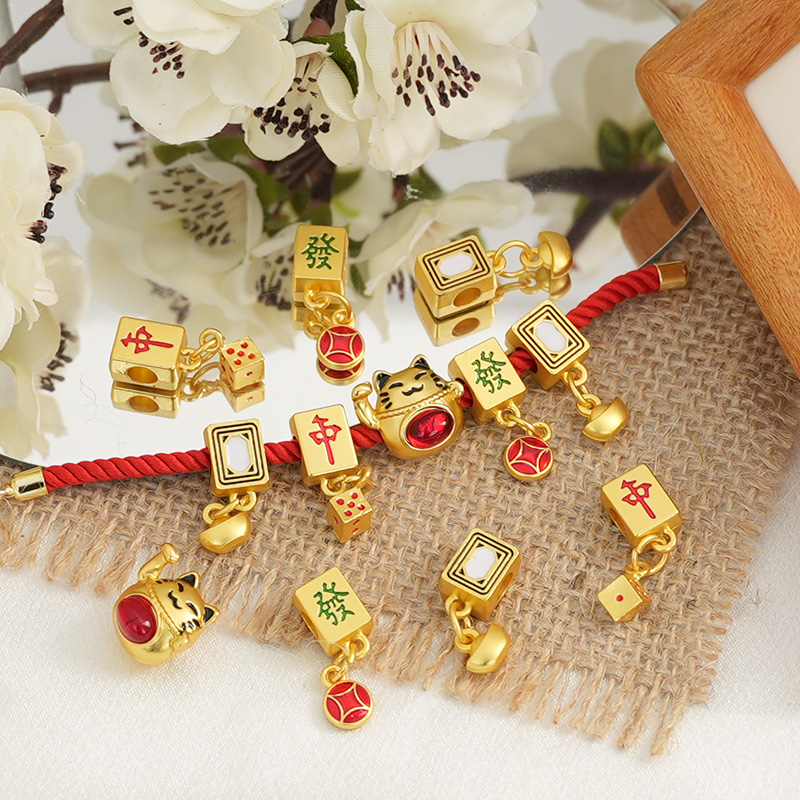 古法金中发白发财串珠铜镀保色