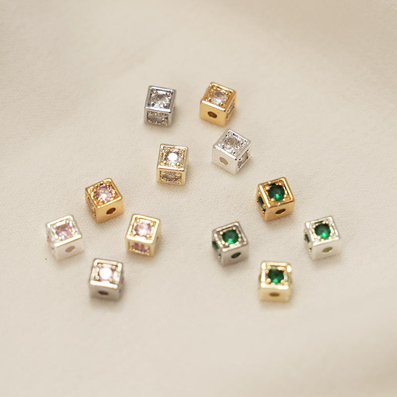 手工路路通方形diy隔珠镶锆石