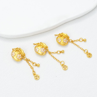 铜镀沙金保色滴油钱袋流苏钱币小吊坠diy手工手链项链耳饰品配件