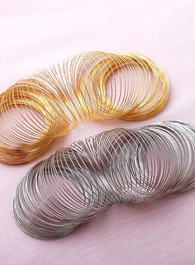 无镍DIY饰品配件手镯圈项圈戒指圈钢丝线记忆钢线手串浅金色白K