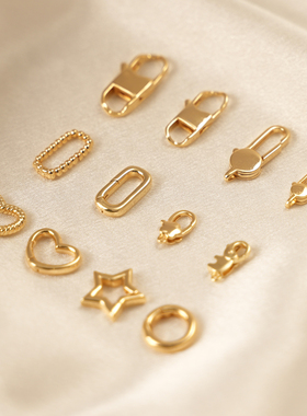 14K镀真金保色形状弹簧扣连接扣diy收尾扣手工链条配件