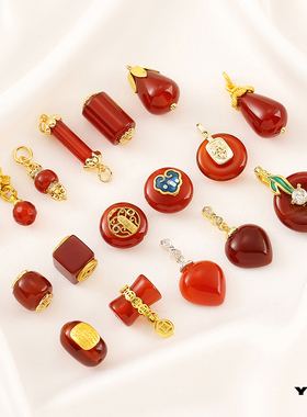 天然红玛瑙古法金桶珠隔珠小滴溜吊坠diy手工编织串手链材料配件