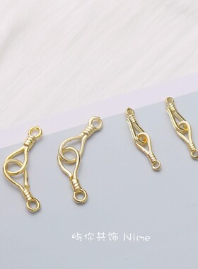 14k包金保色扣子8字扣连接勾扣两件套手链扣项链接头diy饰品配件