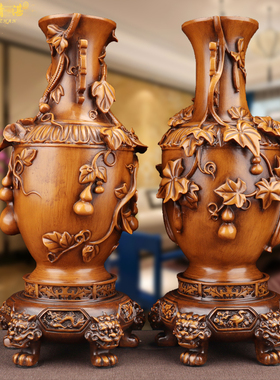 富贵平安花瓶摆件一对客厅电视柜两边酒柜博古架玄关乔迁新居礼品