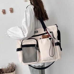 工装 大容量斜挎包男潮牌单肩包大学生多口袋电脑包女户外运动背包