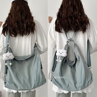 三用双肩包包女大容量质感尼龙布单肩轻便斜挎包学生上课出游背包