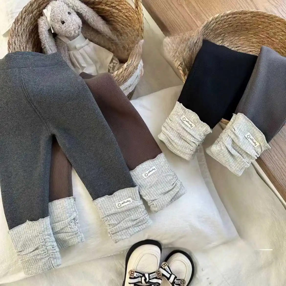 女童秋冬款加绒加厚堆堆袜拼接打底裤2026女宝宝新款韩版百搭裤子