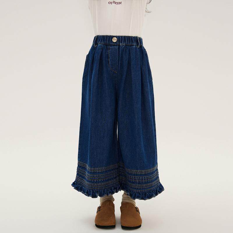 童装女童牛仔裤阔腿裤春季时髦阔腿休闲中大童宝宝民族风直筒2026