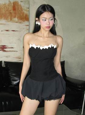 miu里miu气少女风抹胸连衣裙短裙