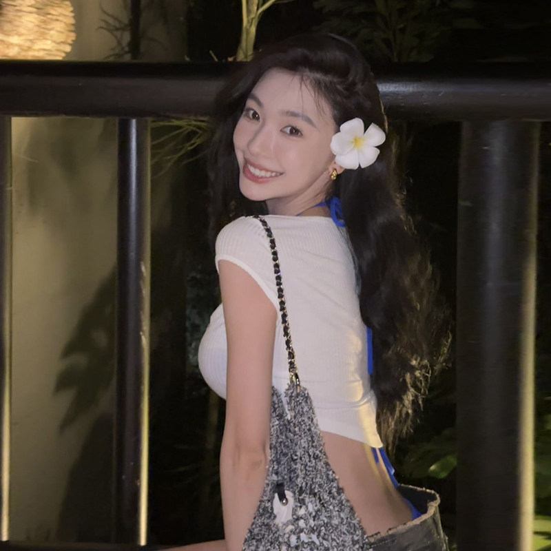 시줄리 이몽링 동스타일 순정스타일 불규칙 이너웨어 + 작은 멜빵 + 활용도 높은 여성용 티셔츠 투피스 세트