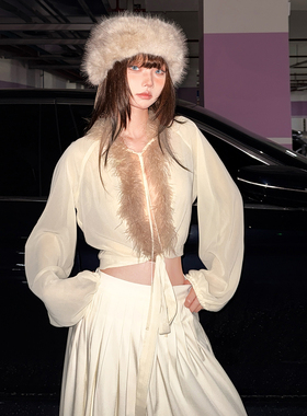 #Sisjuly#时尚内搭首选慵懒feel 毛茸茸拼接轻薄百搭长袖T恤女秋