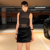 甜辣基因sexy Sisjuly lady轻纱毛茸茸拼接透视感背心连衣裙女秋