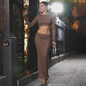 连衣裙女 贴钻闪闪设计镂空露背长袖 Sisjuly 性感气质Superstar