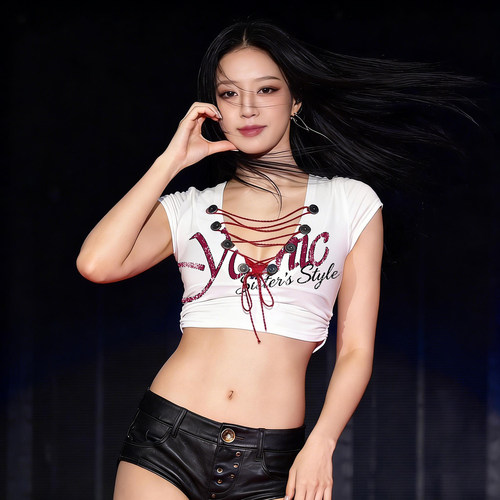 jennie同款字母印花系带短袖T恤