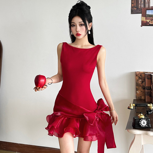 小偶像感打歌服修身吊带连衣裙女