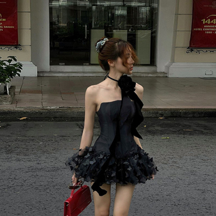 #Sisjuly# 复古街拍chill girl掐腰修身性感翩翩蝴蝶连衣裙女显瘦