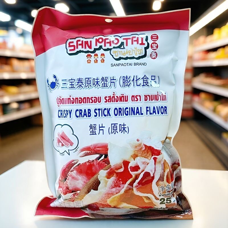 泰国进口三宝泰原味蟹片膨化食品袋装25g烧烤味拉味零食休闲小吃