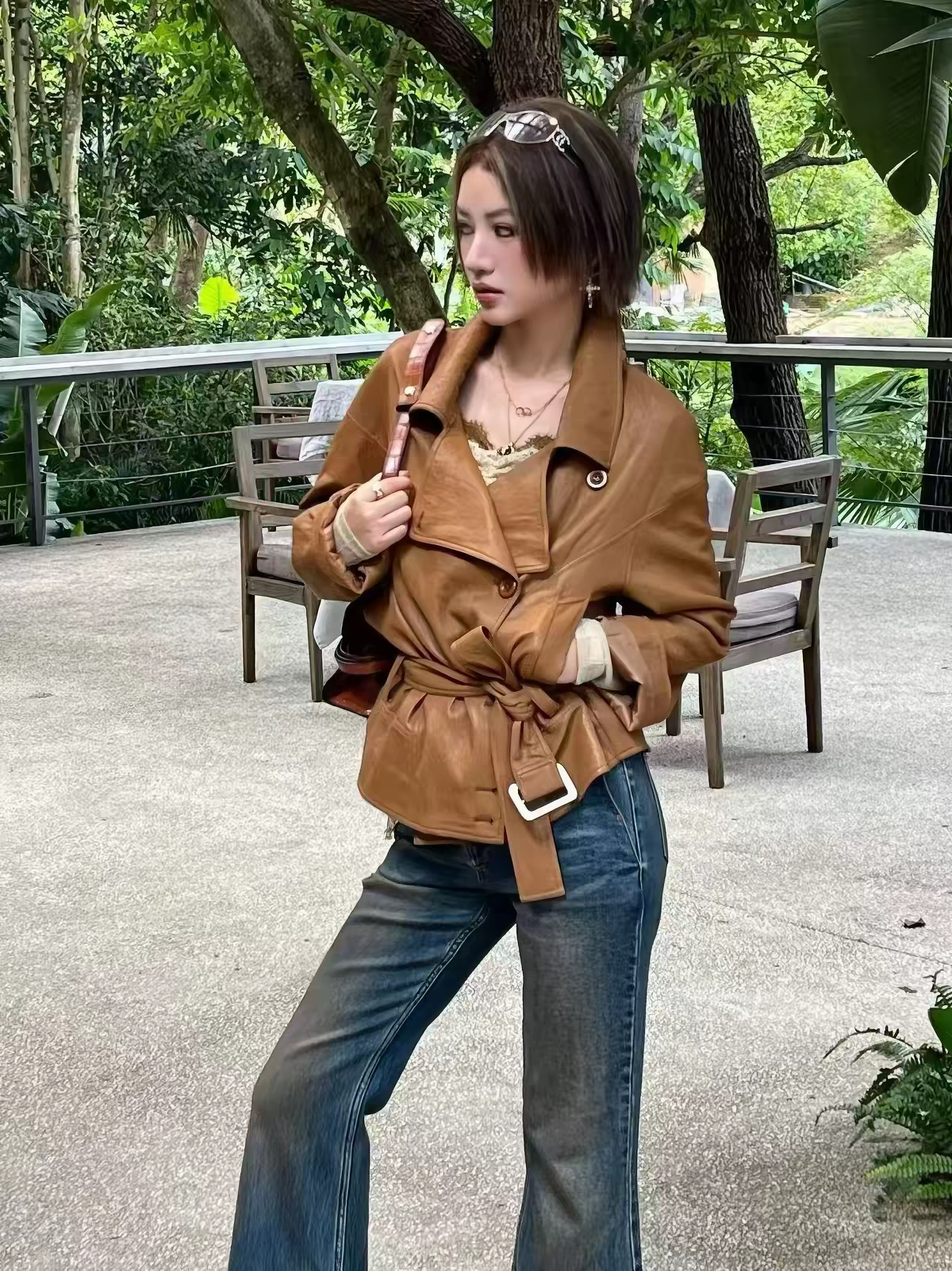 2026秋冬新款简约百搭PU皮外套女