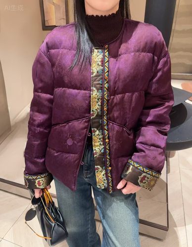 特价 福利 DT.Dong 2025冬季新款复古拼袖口提花鹅绒羽绒服外套女