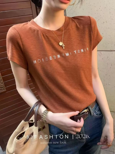 2026秋季洋气字母短袖T恤上衣女