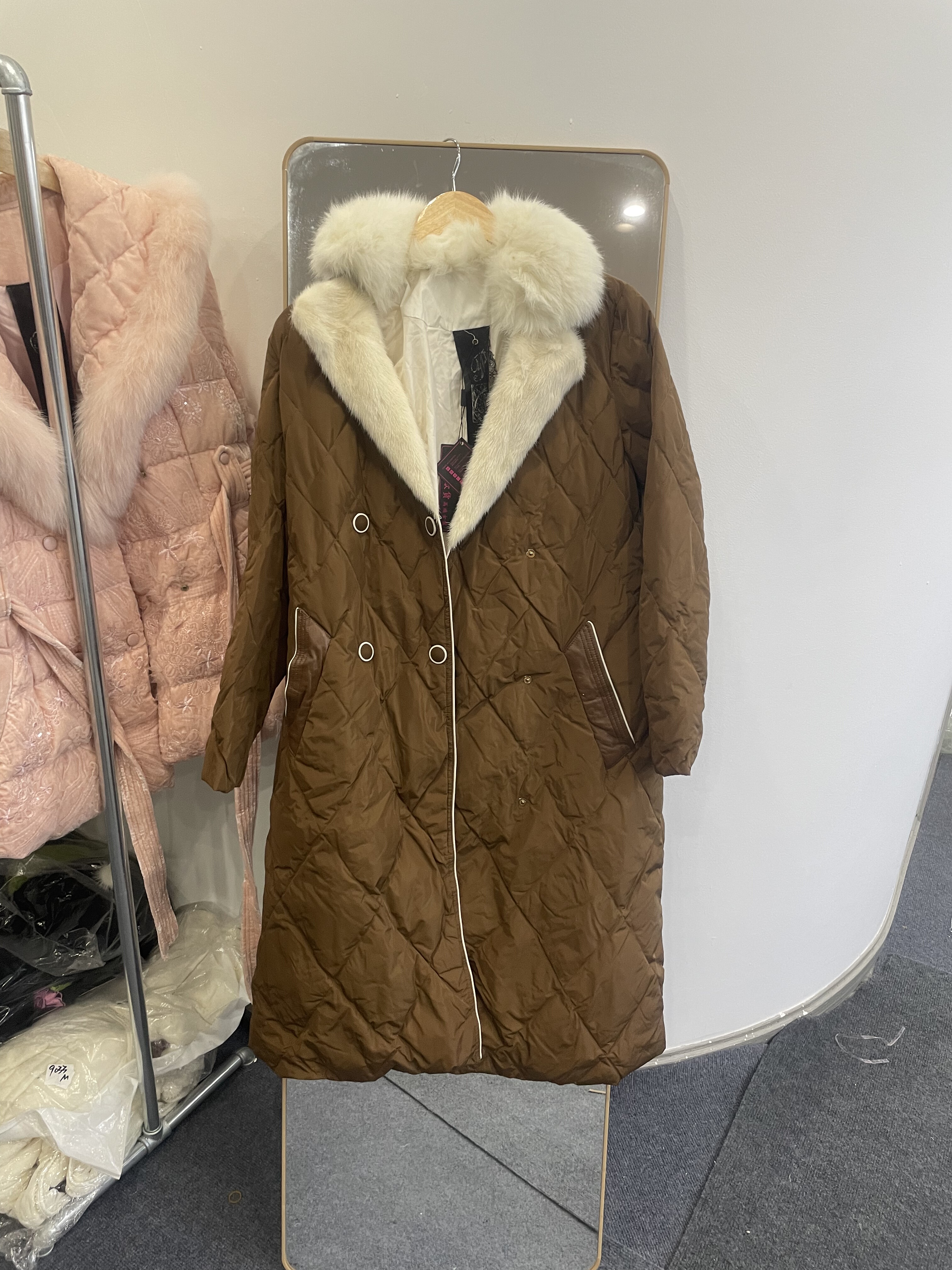 特价 羽绒服 福利 欧货重工刺绣亮片中长款羽绒服外套