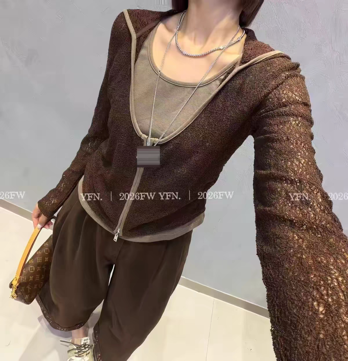 欧货2026秋季新款DT.Dong洋气减龄背心拉链假两件上衣针织衫女
