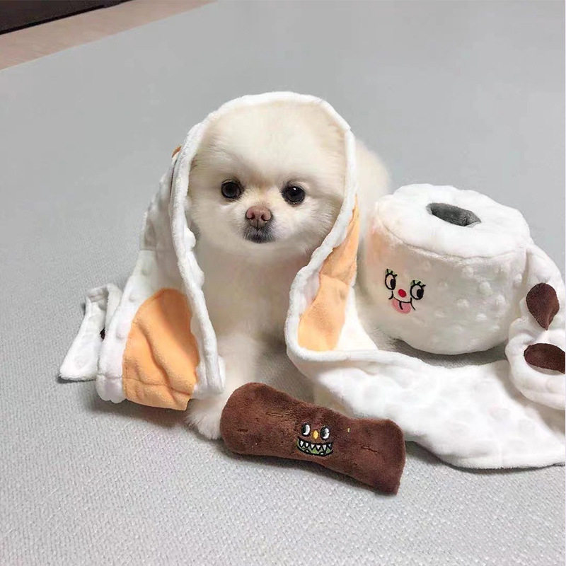 宠物狗狗玩具卷纸筒套装卡通毛绒藏食嗅闻发声益智益智发声宠物犬图片