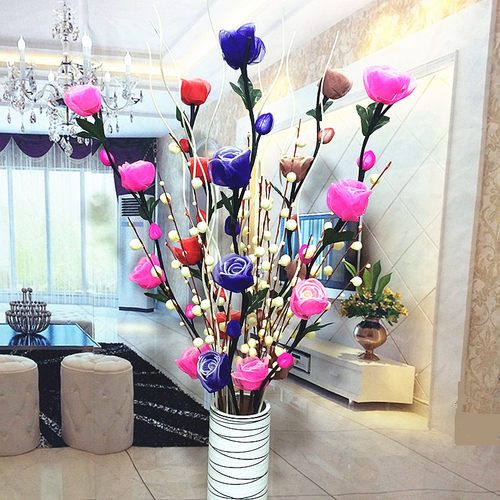 客厅干花玫瑰落地干花花+花瓶