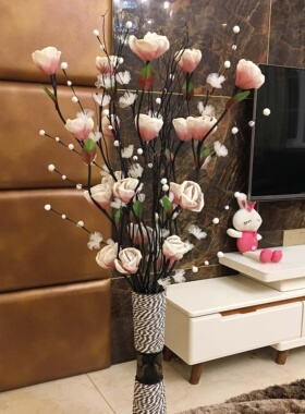 干枝客厅摆件玉兰花室内家居饰品