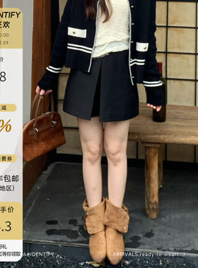 气质高腰围裹式前开叉西装短裤