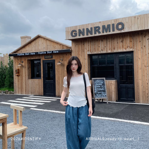 简约休闲百搭天丝针织T恤女夏季